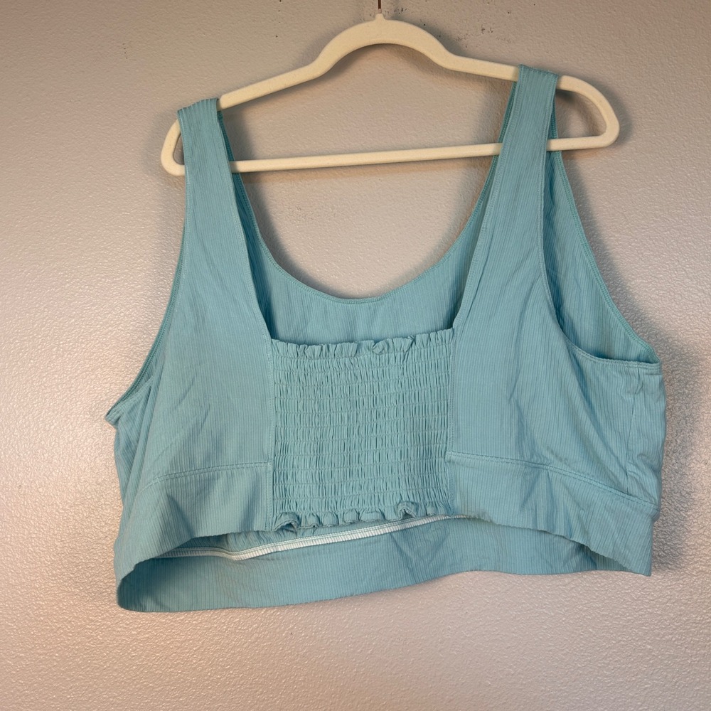 Old Navy Sunday Sleep Womens 4X Aqua Blue Ribbed Smocked Back Pajama Tank Top - Picture 2 of 8